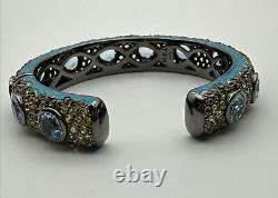 MCL Matthew Campbell Laurenza Enamel Sterling 925 Topaz Corundum Cuff Bracelet