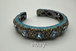 MCL Matthew Campbell Laurenza Enamel Sterling 925 Topaz Corundum Cuff Bracelet