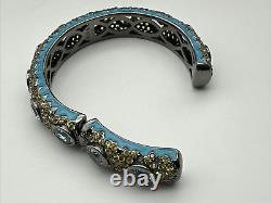 MCL Matthew Campbell Laurenza Enamel Sterling 925 Topaz Corundum Cuff Bracelet