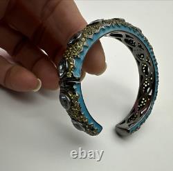 MCL Matthew Campbell Laurenza Enamel Sterling 925 Topaz Corundum Cuff Bracelet