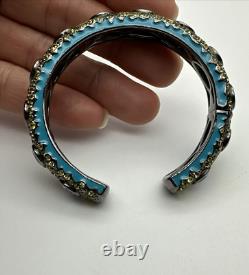 MCL Matthew Campbell Laurenza Enamel Sterling 925 Topaz Corundum Cuff Bracelet