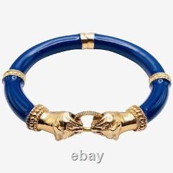 MILOR ITALY Vintage Blue Enamel Panther Bracelet