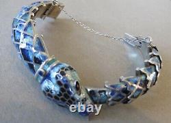 Margo de Taxco Design Blue Enameled Snake, Serpant Bracelet