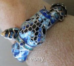 Margo de Taxco Design Blue Enameled Snake, Serpant Bracelet