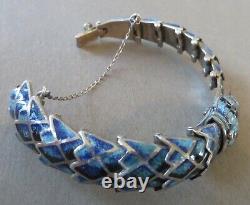 Margo de Taxco Design Blue Enameled Snake, Serpant Bracelet