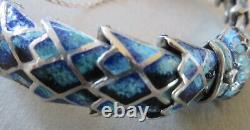 Margo de Taxco Design Blue Enameled Snake, Serpant Bracelet
