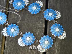 Margot De Taxco Bracelet Blue and White Enamel Daisys/flowers