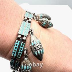 Margot De Taxco Mexico Bracelet Sterling Silver Blue Enamel Hallmarked Numbered