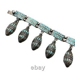 Margot De Taxco Mexico Bracelet Sterling Silver Blue Enamel Hallmarked Numbered