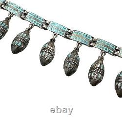 Margot De Taxco Mexico Bracelet Sterling Silver Blue Enamel Hallmarked Numbered