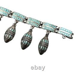Margot De Taxco Mexico Bracelet Sterling Silver Blue Enamel Hallmarked Numbered