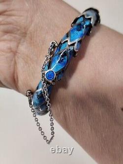 Margot De Taxco Style Snake Articulated Bracelet Enamel Sterling Silver Vintage