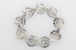 Margot De Taxco Vtg Sterling Silver 925 Ram Heart 5381 Blue Enamel Bracelet 7.5