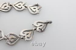 Margot De Taxco Vtg Sterling Silver 925 Ram Heart 5381 Blue Enamel Bracelet 7.5