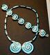 Margot De Taxco Blue Enamel Swirl Necklace, Bracelet Set, Sterling, Mexico #5357