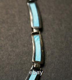 Margot de Taxco Blue Enamel Swirl Necklace, Bracelet Set, Sterling, Mexico #5357