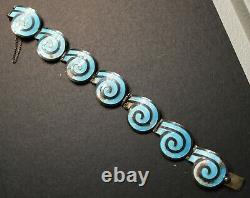 Margot de Taxco Blue Enamel Swirl Necklace, Bracelet Set, Sterling, Mexico #5357