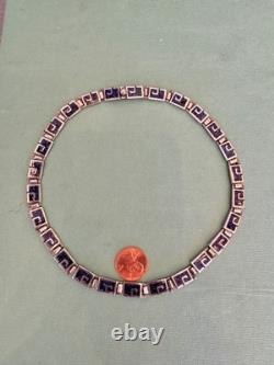 Margot de Taxco Mosaic Blue Enamel Sterling Silver Necklace and Bracelet 5403A