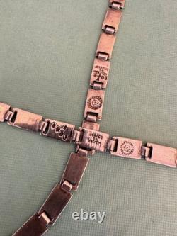 Margot de Taxco Mosaic Blue Enamel Sterling Silver Necklace and Bracelet 5403A