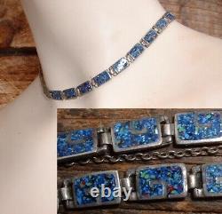 Margot de Taxco Sterling Silver Blue Confetti Enamel Bracelet & Necklace