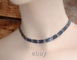 Margot de Taxco Sterling Silver Blue Confetti Enamel Bracelet & Necklace