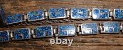 Margot de Taxco Sterling Silver Blue Confetti Enamel Bracelet & Necklace