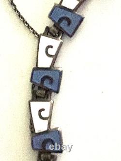 Margot de Taxco Sterling Silver Blue and White Enamel Bracelet