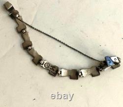 Margot de Taxco Sterling Silver Blue and White Enamel Bracelet