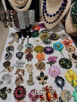 Massive 74pc Estate Jewelry Lot Trifari, Weiss, Murano & Haskell-Style Masterp