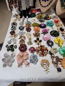 Massive 74pc Estate Jewelry Lot Trifari, Weiss, Murano & Haskell-Style Masterp