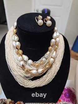 Massive 74pc Estate Jewelry Lot Trifari, Weiss, Murano & Haskell-Style Masterp