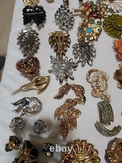 Massive 74pc Estate Jewelry Lot Trifari, Weiss, Murano & Haskell-Style Masterp