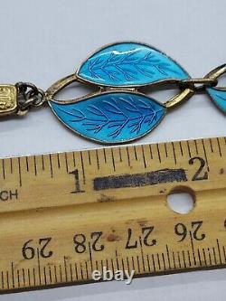 Meka Denmark Sterling Silver Blue Enamel Leaf Bracelet