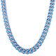 Mens Steel Miami Cuban Choker Blue Enamel Designer Necklace Bracelet Combo Set