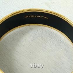 Michaela Frey Team Enamel Bangle Bracelet Blue Green Gold Color Used from Japan