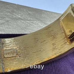 Michaela Von Habsburg Gold Plated Blue Enamel Fleur De Lis Clasp Cuff Bracelet