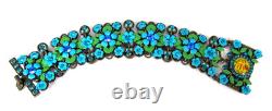 Michal Negrin Blue Enamel Flower Cherub Crystal Bracelet