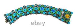 Michal Negrin Blue Enamel Flower Cherub Crystal Bracelet