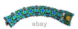 Michal Negrin Blue Enamel Flower Cherub Crystal Bracelet