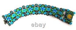 Michal Negrin Blue Enamel Flower Cherub Crystal Bracelet