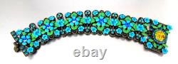 Michal Negrin Blue Enamel Flower Cherub Crystal Bracelet