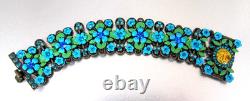 Michal Negrin Blue Enamel Flower Cherub Crystal Bracelet
