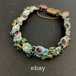 Michal Negrin Bracelet Enamel Blue Green Pastel Floral Shabby Romantic Fairycore