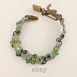 Michal Negrin Bracelet Enamel Blue Green Pastel Floral Shabby Romantic Fairycore