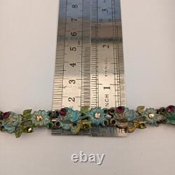 Michal Negrin Bracelet Enamel Blue Green Pastel Floral Shabby Romantic Fairycore