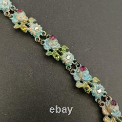 Michal Negrin Bracelet Enamel Blue Green Pastel Floral Shabby Romantic Fairycore