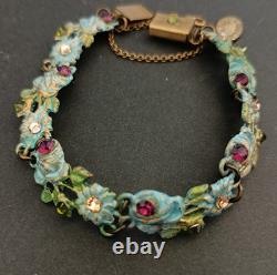 Michal Negrin Bracelet Enamel Blue Green Pastel Floral Shabby Romantic Fairycore