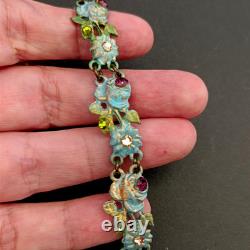 Michal Negrin Bracelet Enamel Blue Green Pastel Floral Shabby Romantic Fairycore
