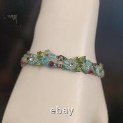Michal Negrin Bracelet Enamel Blue Green Pastel Floral Shabby Romantic Fairycore