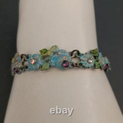 Michal Negrin Bracelet Enamel Blue Green Pastel Floral Shabby Romantic Fairycore
